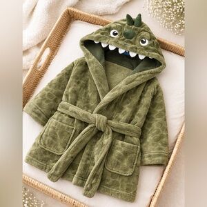 Green Dinosaur Hooded Bathrobe 3T/4T